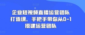 企业短视频直播运营团队打造课，手把手带你从0-1搭建运营团队-沐风资源库