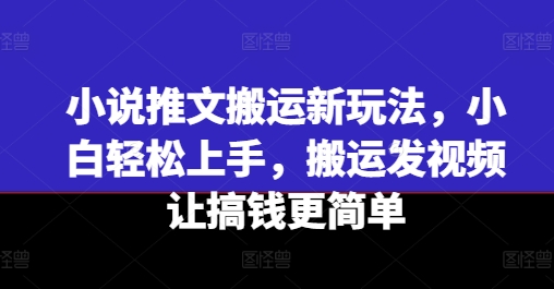 小说推文搬运新玩法，小白轻松上手，搬运发视频让搞钱更简单-沐风资源库