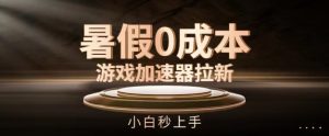 暑假0成本游戏加速器拉新，小白秒上手，无需投资【揭秘】-沐风资源库
