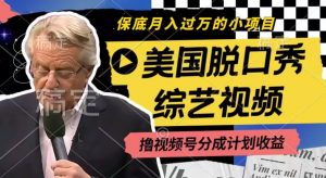 利用美国脱口秀综艺视频，撸视频号分成计划收益，每天只需一小时，月入过W【揭秘】-沐风资源库