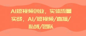 AI短视频创业，实体流量实战，AI/短视频/直播/私域/团队-沐风资源库