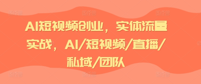 AI短视频创业，实体流量实战，AI/短视频/直播/私域/团队-沐风资源库