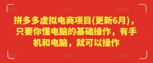 拼多多虚拟电商项目(更新6月)，只要你懂电脑的基础操作，有手机和电脑，就可以操作-沐风资源库