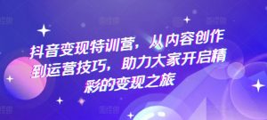 抖音变现特训营，从内容创作到运营技巧，助力大家开启精彩的变现之旅-沐风资源库