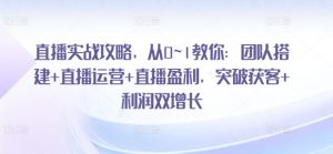 直播实战攻略，​从0~1教你：团队搭建+直播运营+直播盈利，突破获客+利润双增长-沐风资源库