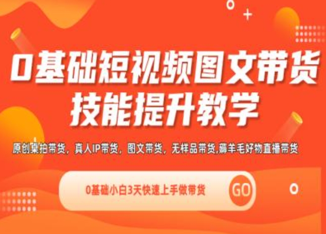 0基础短视频图文带货实操技能提升教学(直播课+视频课),0基础小白3天快速上手做带货-沐风资源库