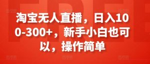 淘宝无人直播，日入100-300+，新手小白也可以，操作简单-沐风资源库