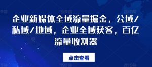 企业新媒体全域流量掘金，公域/私域/地域，企业全域获客，百亿流量收割器-沐风资源库