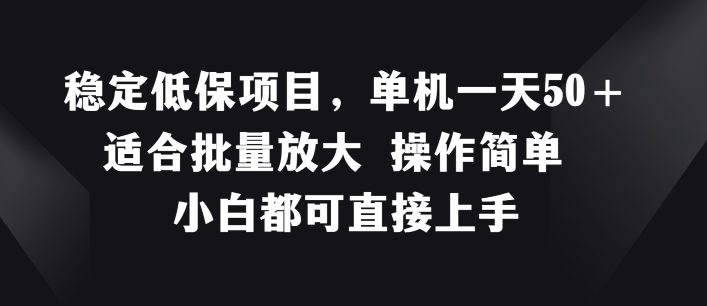 稳定低保项目，单机一天50+适合批量放大 操作简单 小白都可直接上手【揭秘】-沐风资源库
