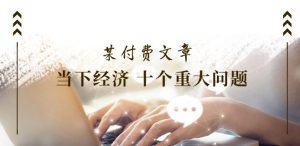 某付费文章《当下经济 十个重大问题》覆盖了大家关心的全部经济类话题-沐风资源库