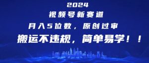 2024视频号新赛道，月入5位数+，原创过审，搬运不违规，简单易学【揭秘】-沐风资源库