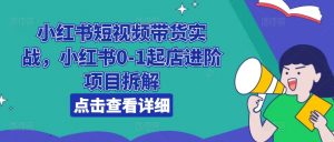 小红书短视频带货实战，小红书0-1起店进阶项目拆解-沐风资源库