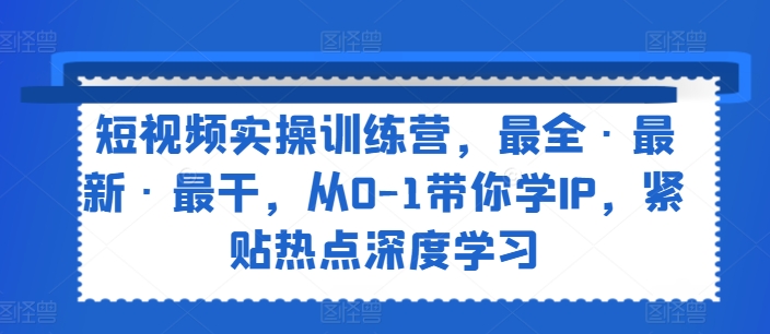 短视频实操训练营，最全·最新·最干，从0-1带你学IP，紧贴热点深度学习-沐风资源库