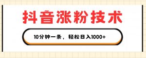 抖音涨粉技术，1个视频涨500粉，10分钟一个，3种变现方式，轻松日入1K+【揭秘】-沐风资源库