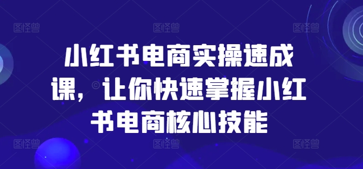 小红书电商实操速成课，让你快速掌握小红书电商核心技能-沐风资源库