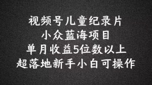 2024蓝海项目视频号儿童纪录片科普，单月收益5位数以上，新手小白可操作【揭秘】-沐风资源库