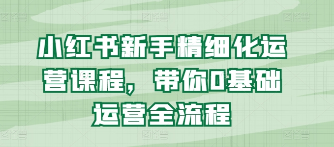 小红书新手精细化运营课程，带你0基础运营全流程-沐风资源库