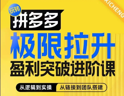 拼多多极限拉升盈利突破进阶课，​从算法到玩法，从玩法到团队搭建，体系化系统性帮助商家实现利润提升-沐风资源库