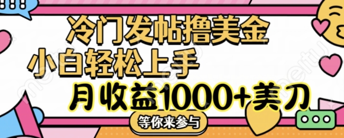 冷门发帖撸美金项目，月收益1000+美金，简单无脑，干就完了【揭秘】-沐风资源库