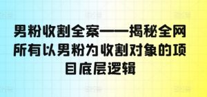 男粉收割全案——揭秘全网所有以男粉为收割对象的项目底层逻辑-沐风资源库