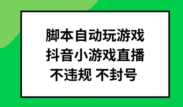 脚本自动玩游戏，抖音小游戏直播，不违规不封号可批量做【揭秘】-沐风资源库