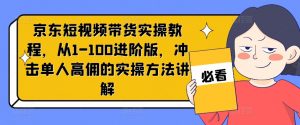 京东短视频带货实操教程，从1-100进阶版，冲击单人高佣的实操方法讲解-沐风资源库