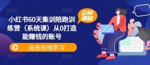 小红书60天集训陪跑训练营（系统课）从0打造能赚钱的账号-沐风资源库