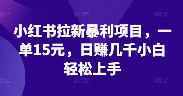 小红书拉新暴利项目，一单15元，日赚几千小白轻松上手【揭秘】-沐风资源库