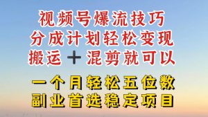 视频号分成最暴力赛道，几分钟出一条原创，最强搬运+混剪新方法，谁做谁爆【揭秘】-沐风资源库