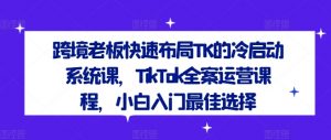 跨境老板快速布局TK的冷启动系统课，TikTok全案运营课程，小白入门最佳选择-沐风资源库