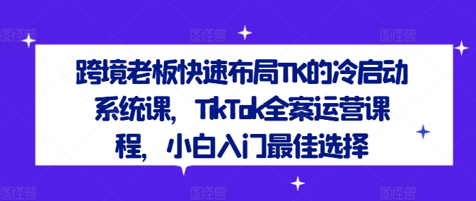跨境老板快速布局TK的冷启动系统课，TikTok全案运营课程，小白入门最佳选择-沐风资源库