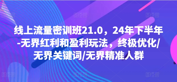线上流量密训班21.0，24年下半年-无界红利和盈利玩法，终极优化/无界关键词/无界精准人群-沐风资源库
