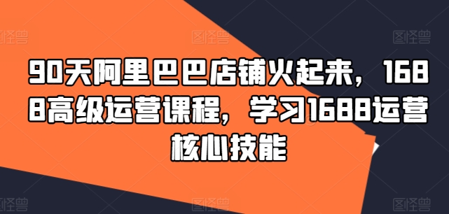 90天阿里巴巴店铺火起来，1688高级运营课程，学习1688运营核心技能-沐风资源库
