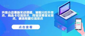 抖音小店最新实战课程，体验分拉升技术，商品卡引流技术，投流效果优化技术，精选联盟引流技术-沐风资源库