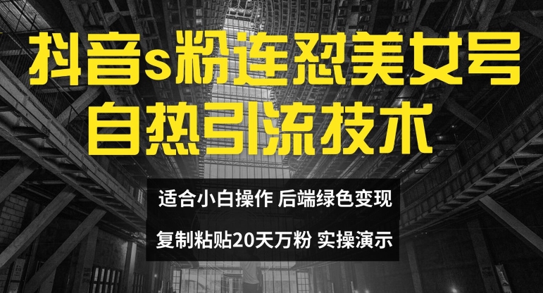 抖音s粉连怼美女号自热引流技术复制粘贴，20天万粉账号，无需实名制，矩阵操作【揭秘】-沐风资源库