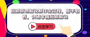短剧原创解说制作全流程，新手必看，快速掌握短剧解说-沐风资源库