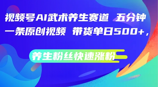 视频号AI武术养生赛道，五分钟一条原创视频，带货单日几张，养生粉丝快速涨粉【揭秘】-沐风资源库