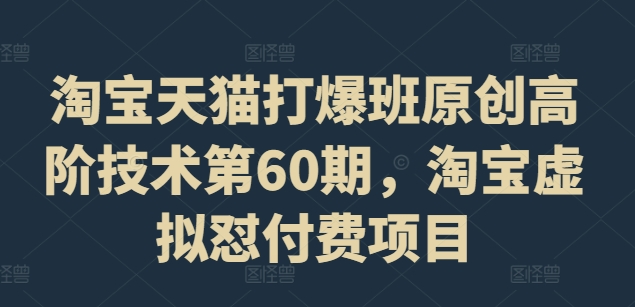 淘宝天猫打爆班原创高阶技术第60期，淘宝虚拟怼付费项目-沐风资源库