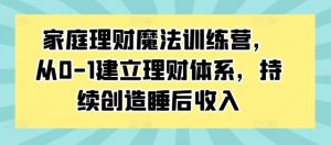 家庭理财魔法训练营，从0-1建立理财体系，持续创造睡后收入-沐风资源库