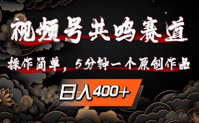 视频号共鸣赛道，操作简单，5分钟1个原创作品，日入几张【揭秘】-沐风资源库