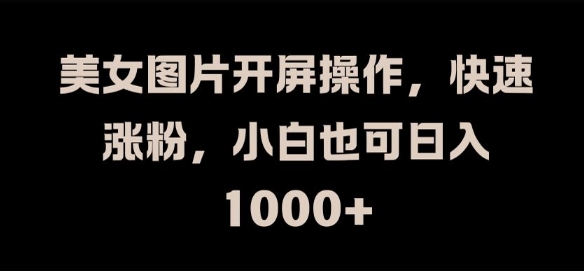 美女图片开屏操作，快速涨粉，小白也可日入1k【揭秘】-沐风资源库