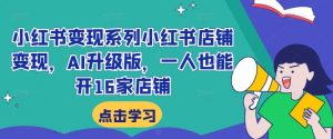 小红书变现系列小红书店铺变现，AI升级版，一人也能开16家店铺-沐风资源库