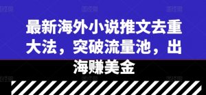 最新海外小说推文去重大法，突破流量池，出海赚美金-沐风资源库