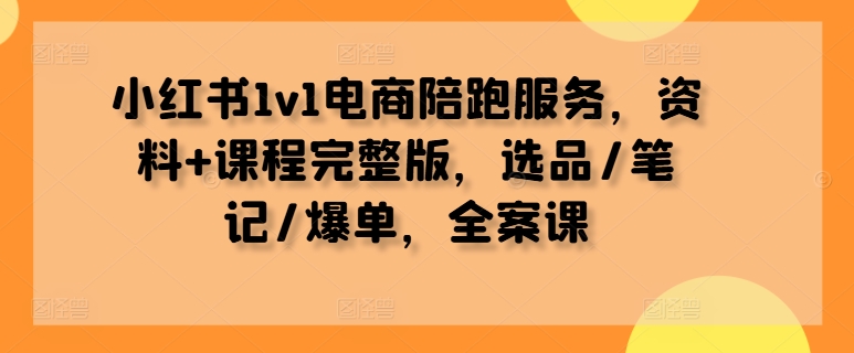小红书1v1电商陪跑服务，资料+课程完整版，选品/笔记/爆单，全案课-沐风资源库