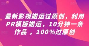 最新影视搬运过原创，利用PR模版搬运，10分钟一条作品 ，100%过原创【教程+PR模板】-沐风资源库
