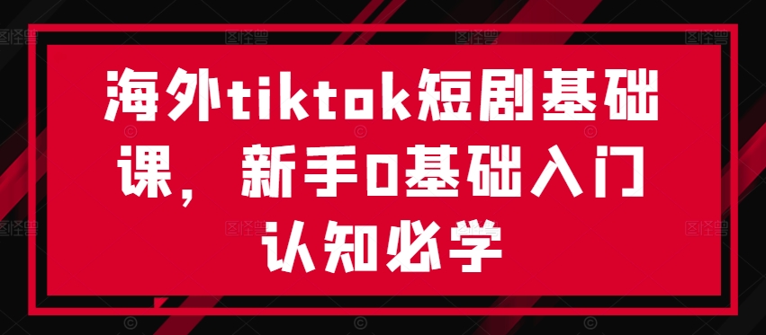 海外tiktok短剧基础课，新手0基础入门认知必学-沐风资源库