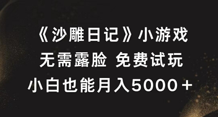 《沙雕日记》小游戏，无需露脸免费试玩，小白也能月入5000+【揭秘】-沐风资源库