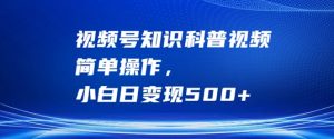 视频号知识科普视频，简单操作，小白日变现500+【揭秘】-沐风资源库