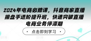 2024年电商必修课，抖音商家直播操盘手进阶提升班，快速突破直播电商业务停滞期-沐风资源库