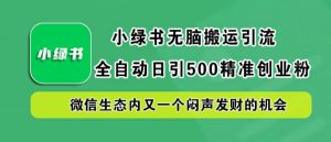 小绿书无脑搬运引流，全自动日引500精准创业粉，微信生态内又一个闷声发财的机会【揭秘】-沐风资源库